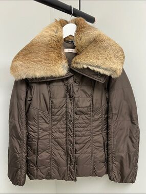 Laurèl Quilted Puffer Jacket with Removable Rabbit Fur Collar